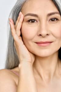 Beautiful mature woman with nice skin after a liquid facelift